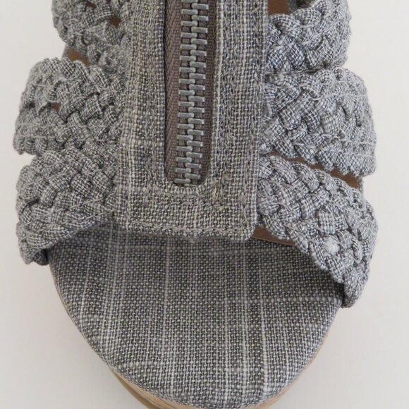 Dominique Nicole Gray Wedge Sandals with Zipper Front - Picture 11 of 13